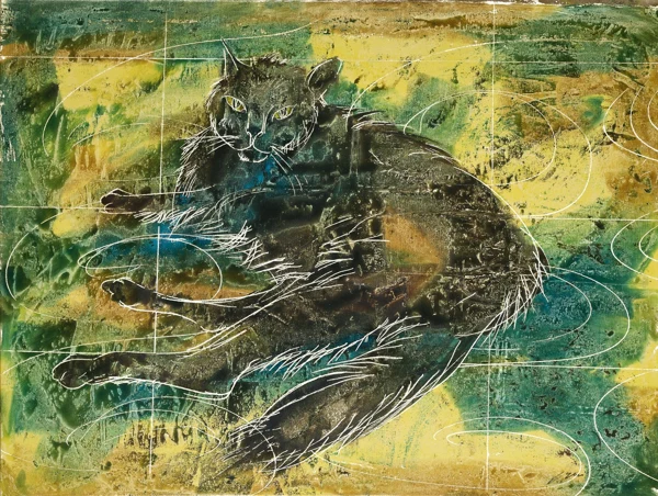 Hans Erni — Liegende Katze, 1962