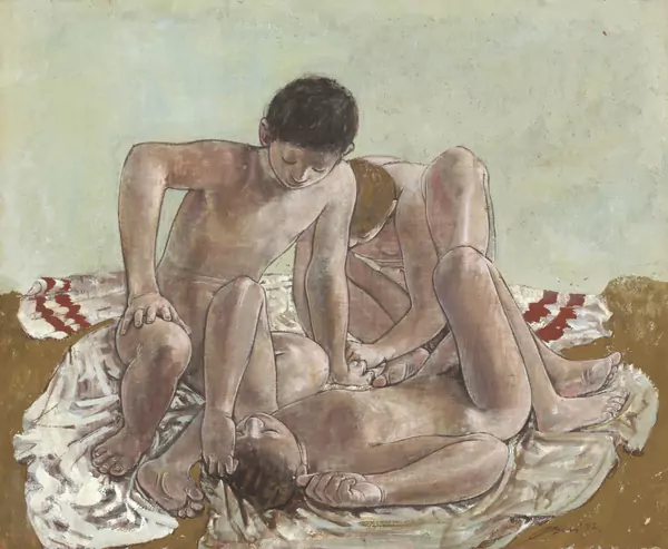 Hans Erni — DREI JUNGEN AM STRAND, 1952THREE BOYS AT THE BEACH, 1952