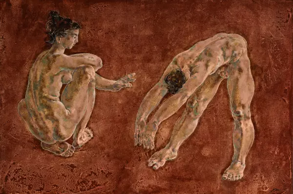 Deux gymnastes s'exerçant