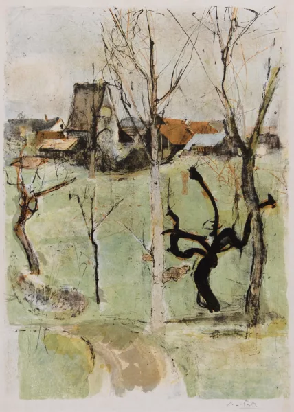 Hans Falk — 2 Blätter: Landschaft; New York