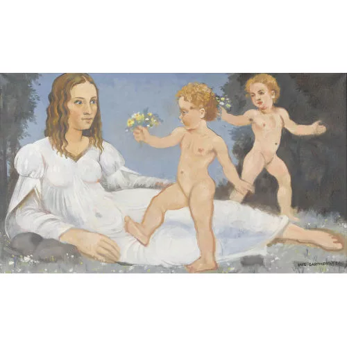 Hans Gartmeier — Junge Frau mit Amoretten im Gras.