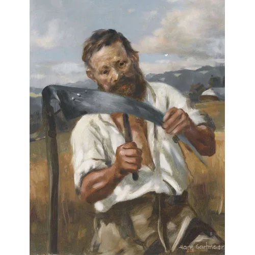 Hans Gartmeier — Bauer beim Dengeln.