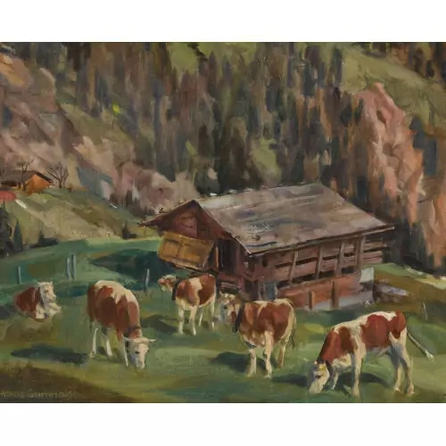 Weidende Kühe auf der Alp