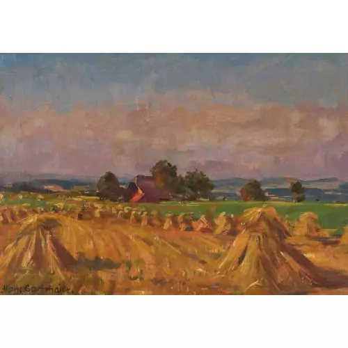 Feld mit Heuschober