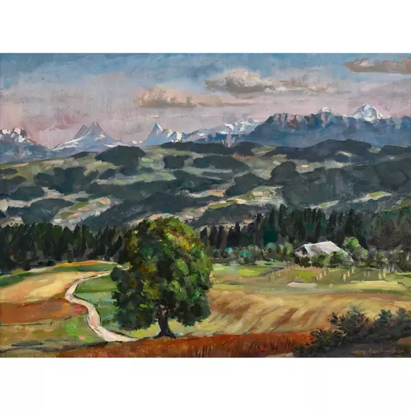 Landschaft mit Berner Alpenpanorama