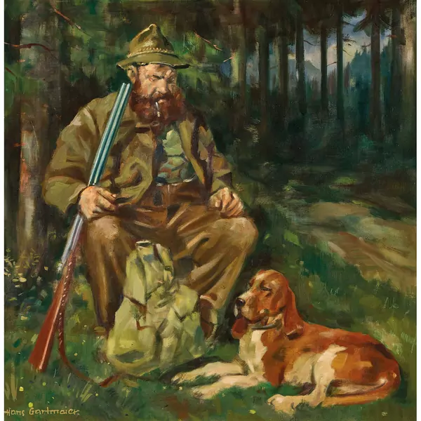 Der Jäger mit seinem Hund
