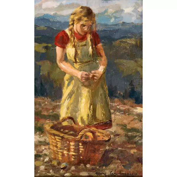Junges Mädchen bei der Kartoffelernte