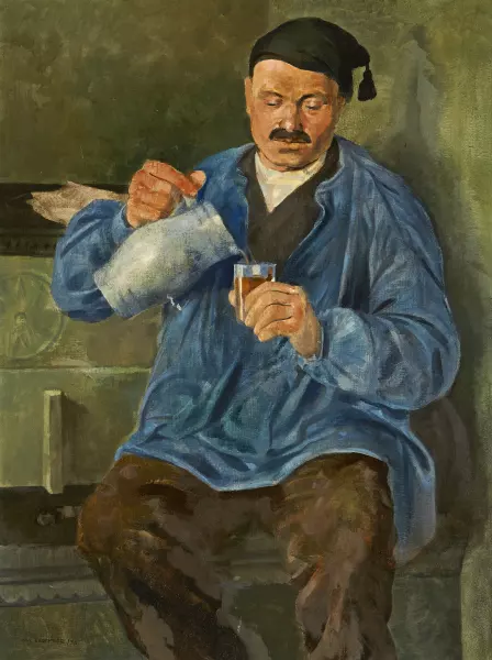 Bauer auf dem Ofen