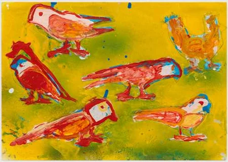 HANS KRÜSI — Fünf Vögel und ein Huhn. — Koller Auktionen