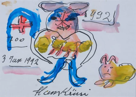 Figur mit Kuh und Hund, 1992