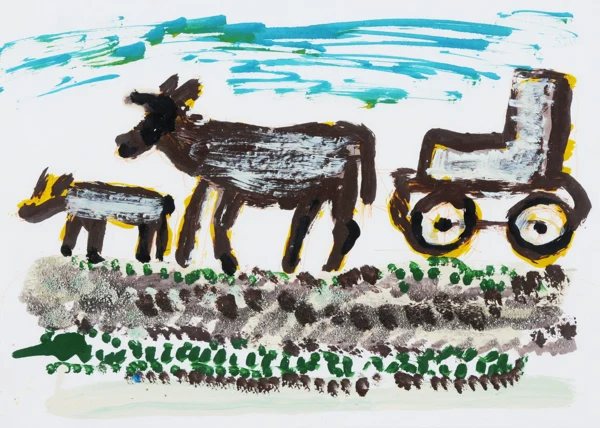 Hans Krüsi — Kühe und Traktor