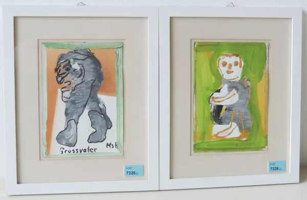Hans Krüsi — Lot von zwei Zeichnungen: "Grossvater