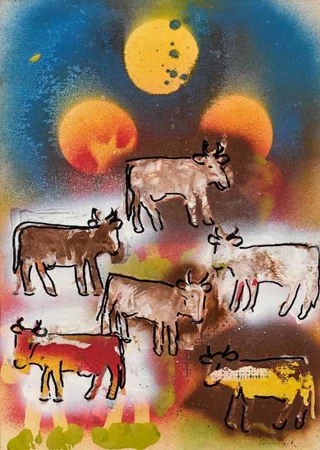 HANS KRÜSI — Kühe bei Vollmond. — Koller Auktionen