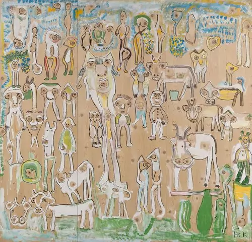 HANS KRÜSI — "Wandbild Weinkeller". 1988. — Koller Auktionen