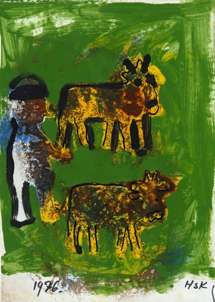 Hans Krüsi — Mann mit Kühen, 1976