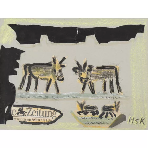 Hans Krüsi — Zwei Kühe mit Jungtieren.