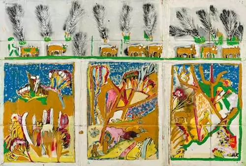 HANS KRÜSI — Triptych with Alpine cattle drive. — Koller Auktionen