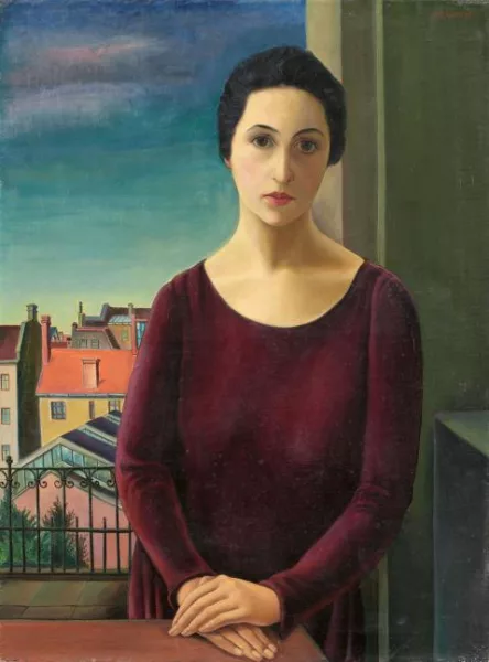 Hans Otto Baumann — Portrait einer Dame (Junge Frau auf Balkon)