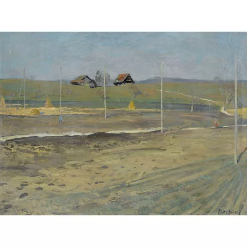 Hans Potthof — Zuger Landschaft mit Bauernhöfen.