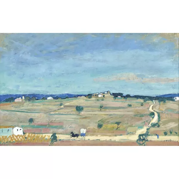 Südliche Landschaft mit Pferdekarren