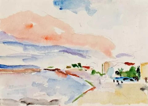 Hans Purrmann — Südliche Landschaft. Interieur mit Stillleben. Badende