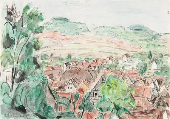 Hans Purrmann — Dorf in Mittelgebirgslandschaft