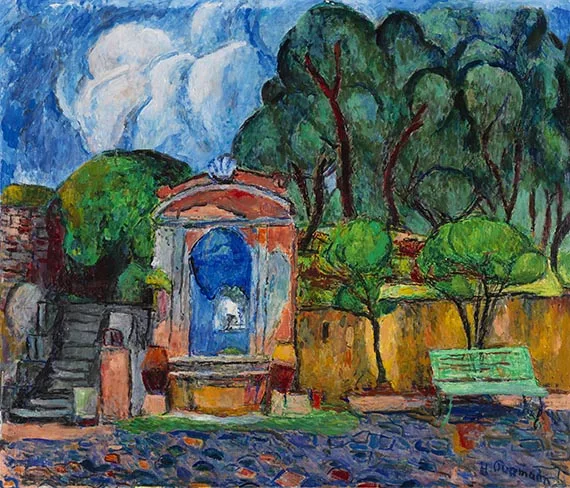 Hans Purrmann — Barockbrunnen im Hof der Villa Le Lagore