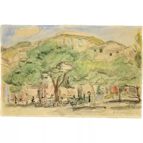Hans Purrmann — Brunnenplatz in Monterosso — Galerie Kornfeld