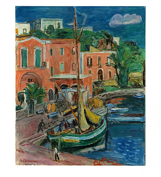 Hans Purrmann — Segelboot im Hafen — Galerie Kornfeld