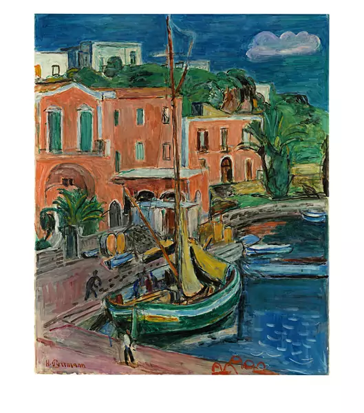 Hans Purrmann — Segelboot im Hafen — Galerie Kornfeld