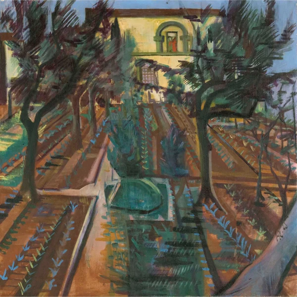 Hans Rudolf Schiess — TOSKANER GARTEN, 1925 - recto TUSCAN GARDEN, 1925 - recto FRAU MIT BLUMEN - verso WOMAN WITH FLOWERS - verso