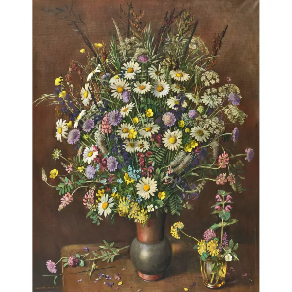 Hans Rudolf Schwarzenbach — Stillleben mit Feldblumenstrauss.