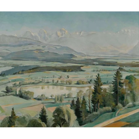 Sommerliche Landschaft mit Eiger, Mönch und Jungfrau