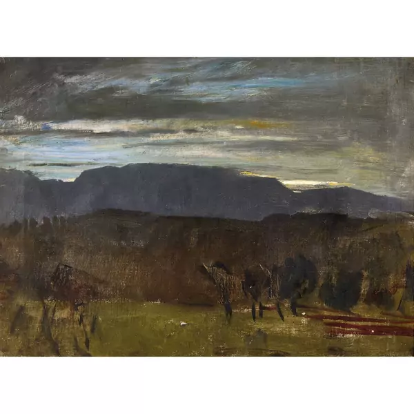 Hügelige Landschaft mit Bäumen