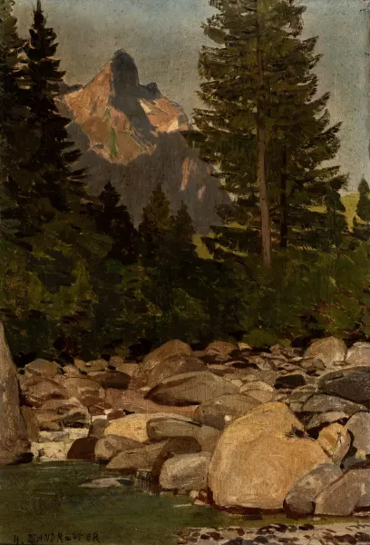 Vue sur le Säntis, à travers des Sapins