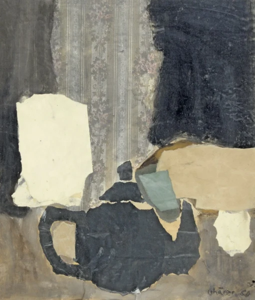 Hans Schärer — Komposition mit schwarzem Teekrug, 1960