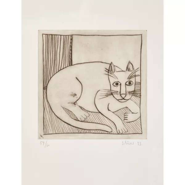 Hans Schärer — Liegende Katze.