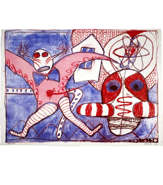Hans Schärer — Nachtstück (2 Farbvarianten). - Ohne Titel (Unikat)
