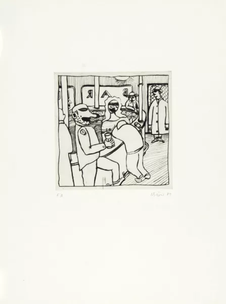 Hans Schärer — 2 Blätter: Traumfiguren, 1979; Am Tresen, 1981