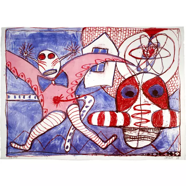 Hans Schärer — Nachtstück (2 Farbvarianten). - Ohne Titel (Unikat) — Galerie Kornfeld
