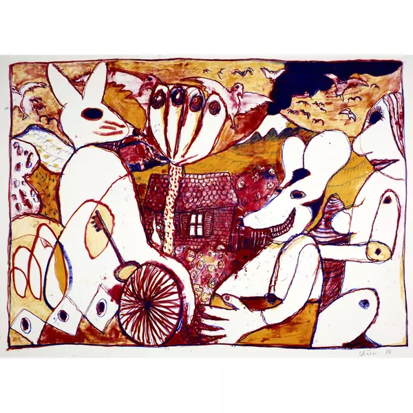 Hans Schärer — Ohne Titel (Romantische Sonate), 2 Farbvarianten — Galerie Kornfeld