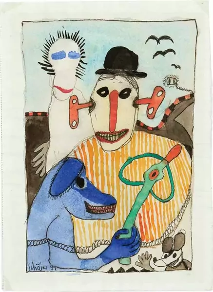 Hans Schärer — HANS SCHÄRER Bern 1927–1997 St. Niklausen Paar mit Hund — Galerie Kornfeld