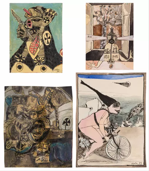 Konvolut von 5 Papierarbeiten. 1969-1974