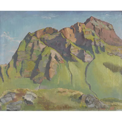 Hans Stocker — Felsige Gebirgspartie unter blauem Himmel.