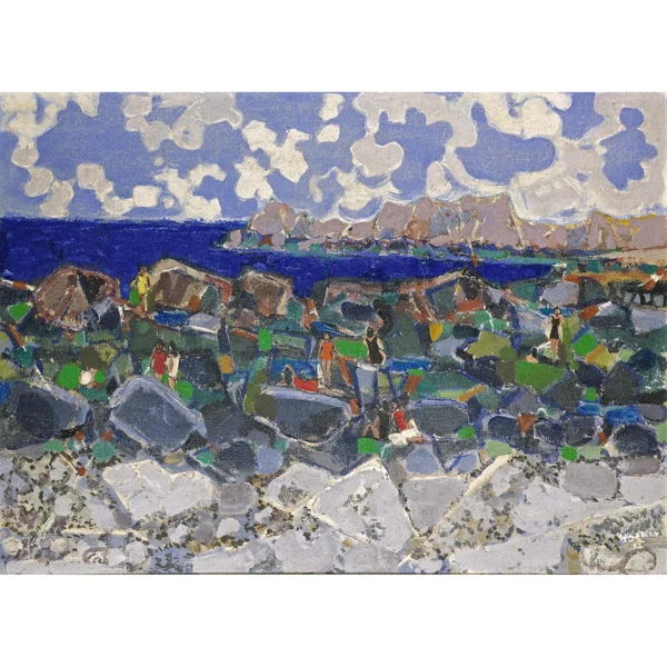 Hans Stocker — FELSKÜSTE AM GOLF VON BISCAYA, 1954 CLIFF-LINED COAST AT THE BAY OF BISCAY, 1954