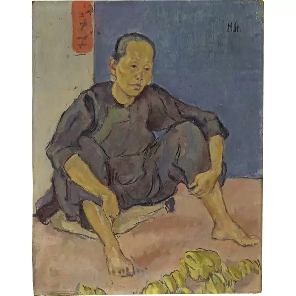 Hans Sturzenegger — Auf dem Boden sitzende Chinesin — Galerie Kornfeld