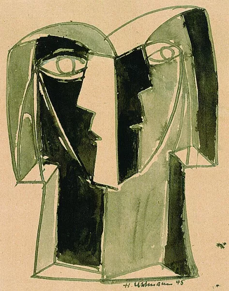 Hans Uhlmann — 2 Bll. Kopf. Paar