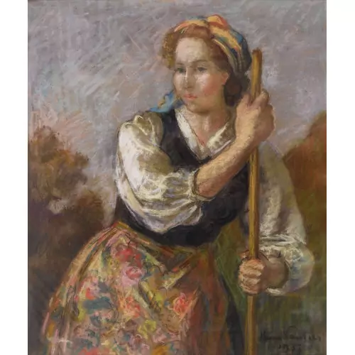 "Mädchen mit Rechen"
