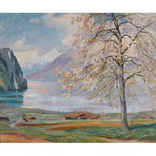 Frühlingslandschaft am See