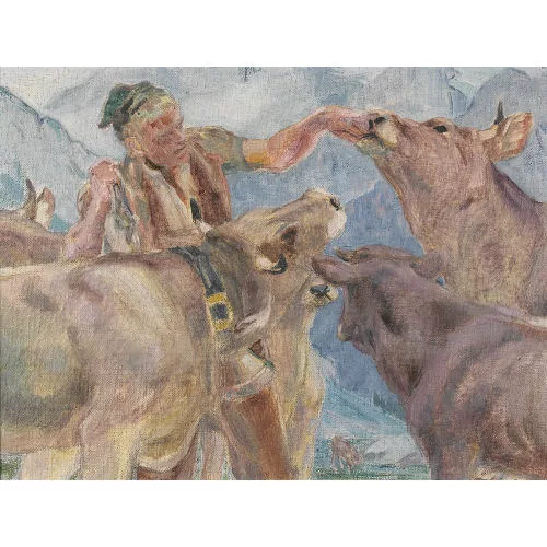 Hans Widmer — Bauer mit Kühen.